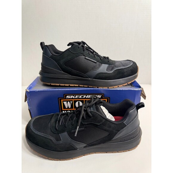 .10097 Skechers Black Work-US 10.5 Mens - Picture 1 of 5